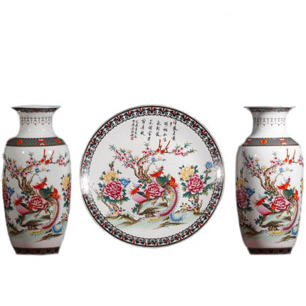 Kompatibelt porslin till Jahrriesnge phoenix vase set 3pcs cna1049 Kompatibelt porslin Jahrriesnge till phoenix vase set 3pcs cna1049