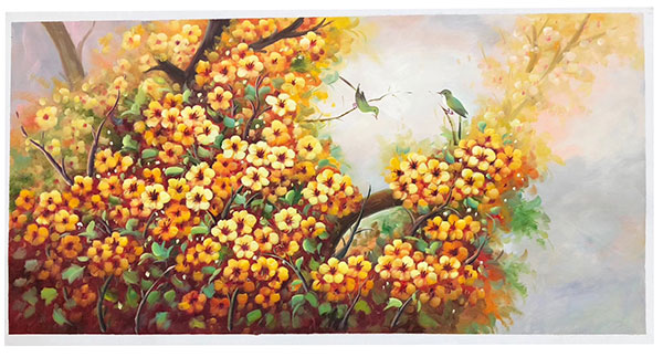 Kompatibelt Oljemålning till Jahrriesnge yellow-flower-lpg0393 Kompatibelt Oljemålning Jahrriesnge till yellow-flower-lpg0393