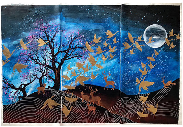 Kompatibelt Landskap till JAHRRIESNGE birds-deers-night-lpg1473 Kompatibelt Landskap JAHRRIESNGE till birds-deers-night-lpg1473